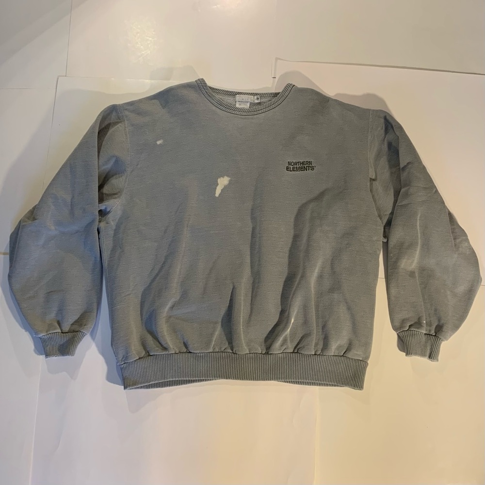 VINTAGE NORTHERN ELEMENTS LIGHT GREY LONG SLEEVE PULLOVER CREWNECK SIZE LARGE
